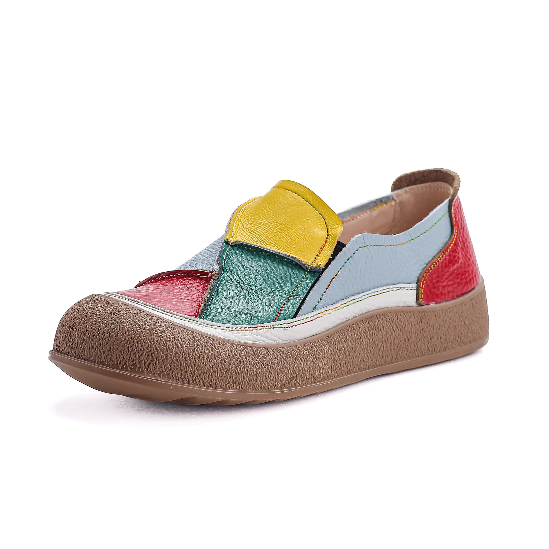 

2025 New arrival Colorful Leather Flats Woman Casual Slip-on Leather Sneakers Ladies Comfort Walking Moccasins Female Loafers