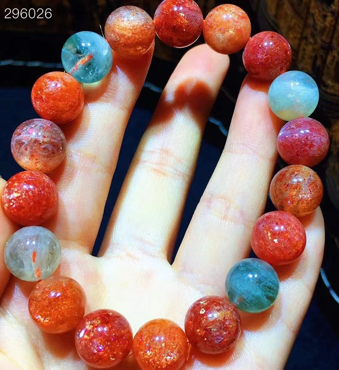 

Natural Gold Strawberry Quartz Sunstone Arusha Bracelet Clear Round Beads 11.8mm Women Men AAAAAAA