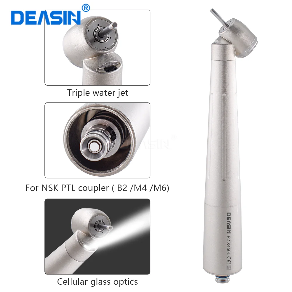 

X450L Air Turbin Dental Handpiece High Speed Miniature Head With Optic Fiber 45 Degree Angle Head Fit NSK Quick Coupling