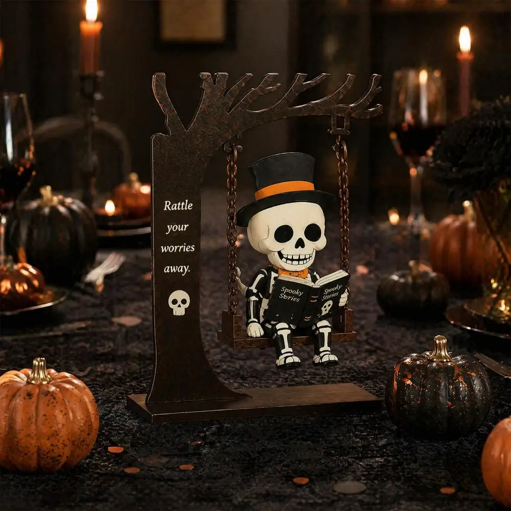 Halloween Hanging Ghost Decoration Funny Halloween Swing Ornament Set Witch Skeleton Mummy Pumpkin Ghost Figurines Desktop