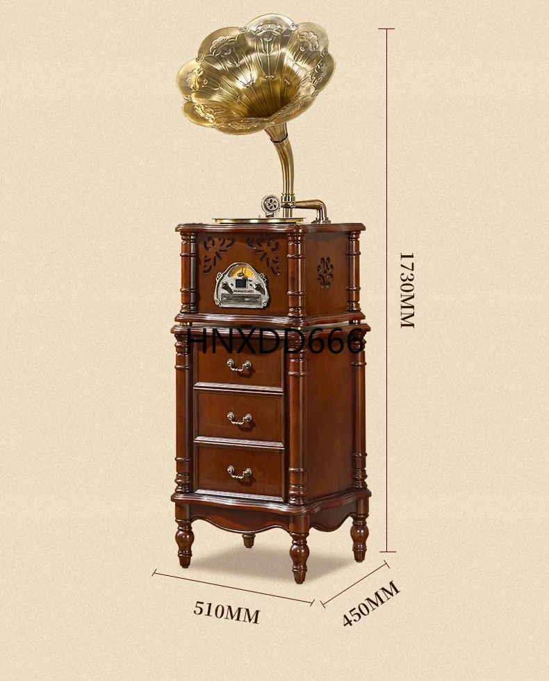 

European retro phonograph bluetooth vinyl record player antique living room big speaker record player audio floor ornament