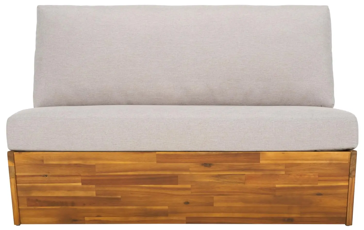 Outdoor Loveseat Sofa Solid Wood Cushion Modern Slatted Patio Deck Porch Backyard, Customized