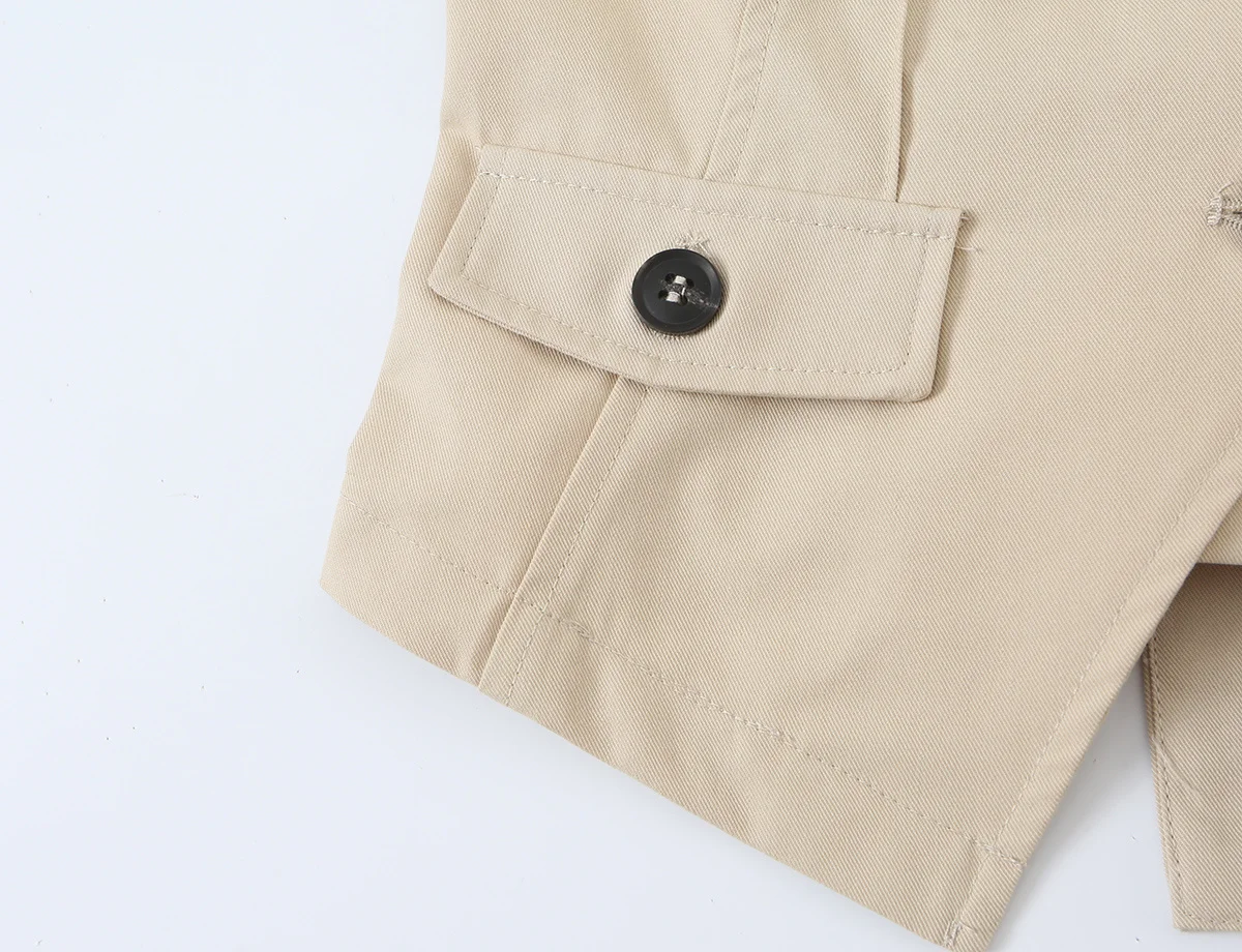 Herbstliche Damenweste mit Revers, einreihig, mit Schulterklappen-Dekor, einfarbig, ärmellos, kurz geschnitten, lässig, mit Ausschnitten, sexy Tanktop – Detail 7