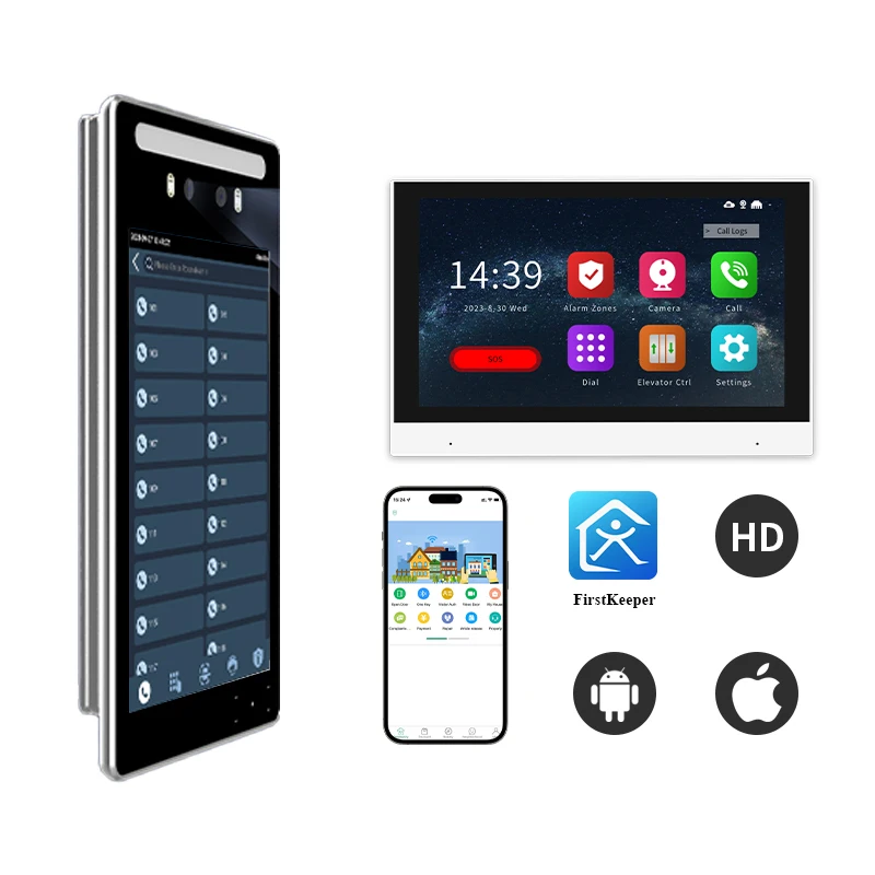Thinmoo VF618PRO-V3 Android 11 8-inch Biometric Face Recognition Video Doorphone QR Code Access Control Night Vision Smart