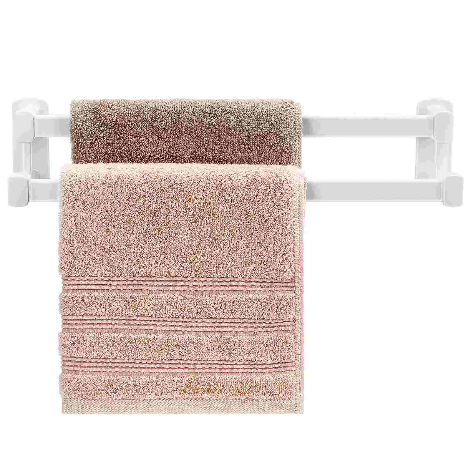 Toallero de doble varilla, montaje en pared blanco, almacenamiento para el baño, estante de secado de gran capacidad, soporte de ducha de Material metálico