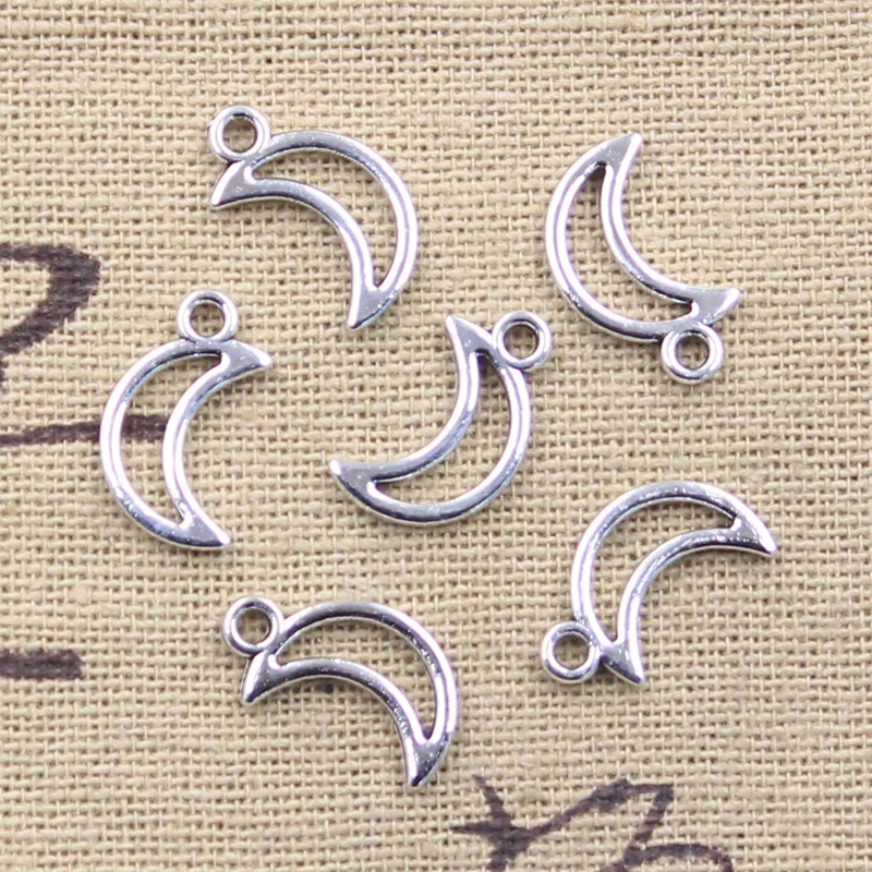 50pcs Charms Hollow Moon Link 15x9mm 17x9mm Antique Silver Color Pendants DIY Crafts Making Findings Handmade Tibetan Jewelry