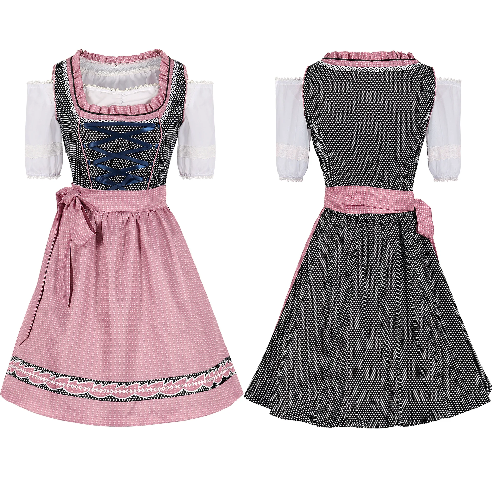 Red German Oktoberfest Traditional Dress Girl Dirndl Dress Off-Shoulder Beer Maid Costume Halloween Carnival Cosplay Party Dress