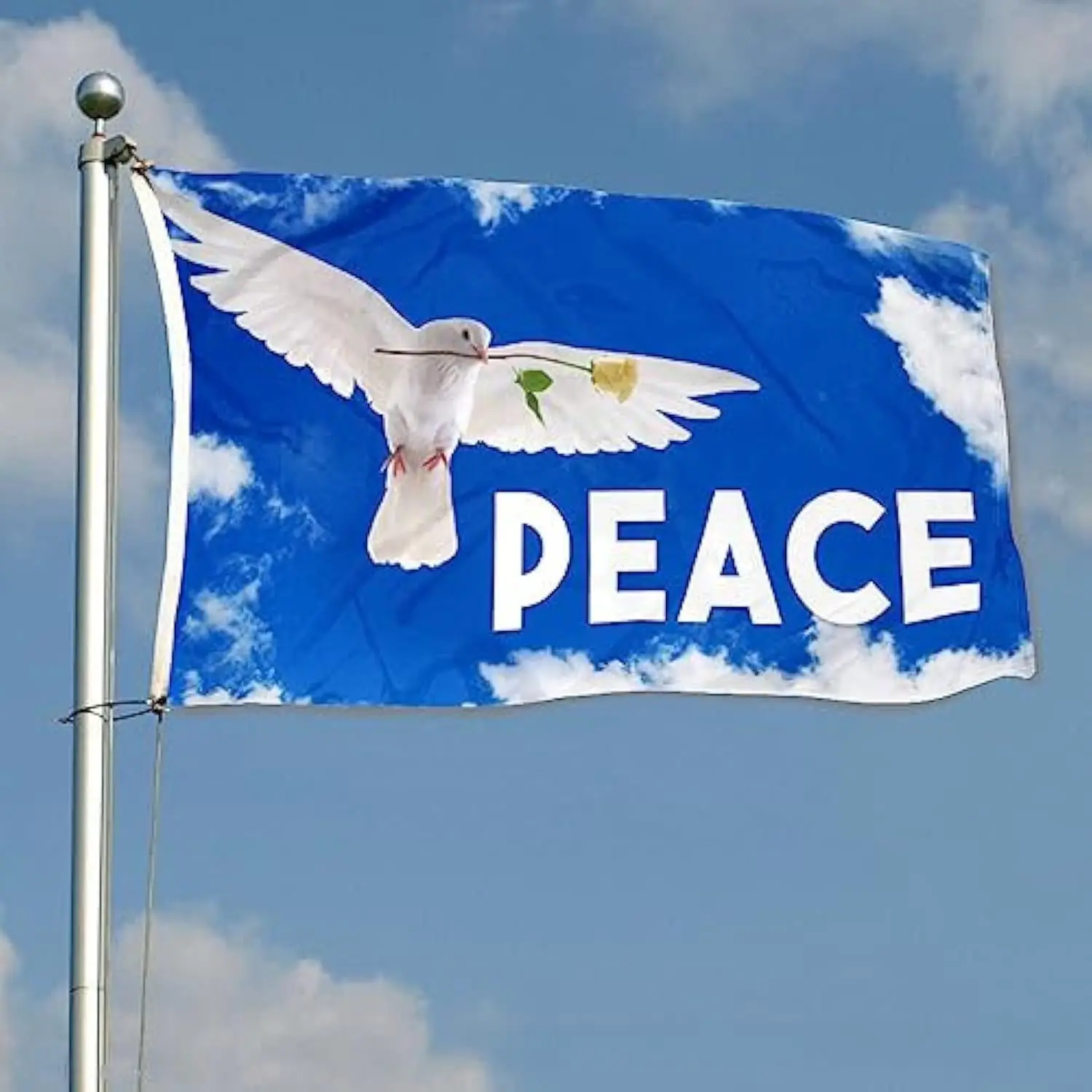 Dove With Yellow Rose Peace Banner Outdoor Indoor Decoration Flag 3x5FT 4x6FT Polyester Double Stitched