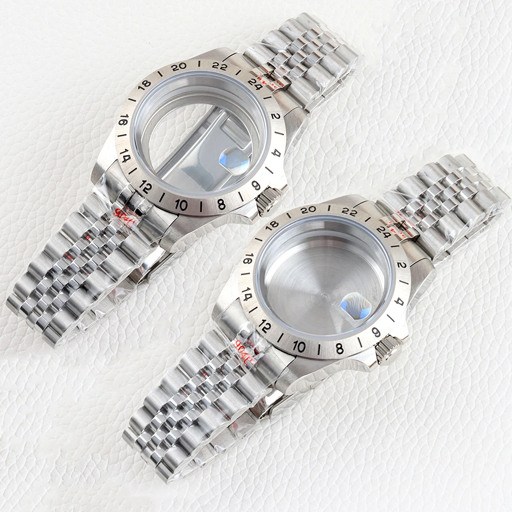 

39mm Silver Watch Case 20mm Strap 316L Stainless Steel Jubilee Bracelet for Explorer NH35 NH36 Automatic Movement 28.5mm Dial