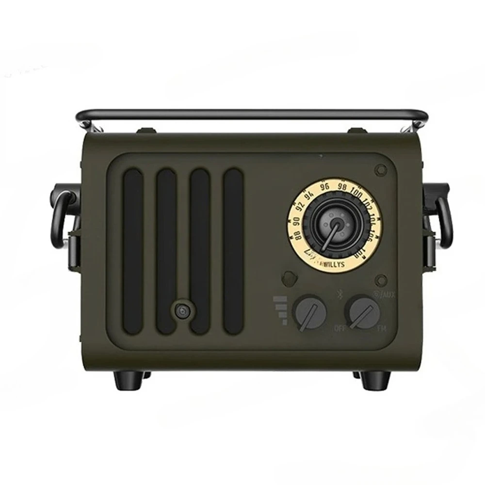 Portable Speaker Metal Bluetooth Wireless Wild Jeep Style Radiooo Wd101gn Retro Fm Radio for Outdoor Creative Camping Gift