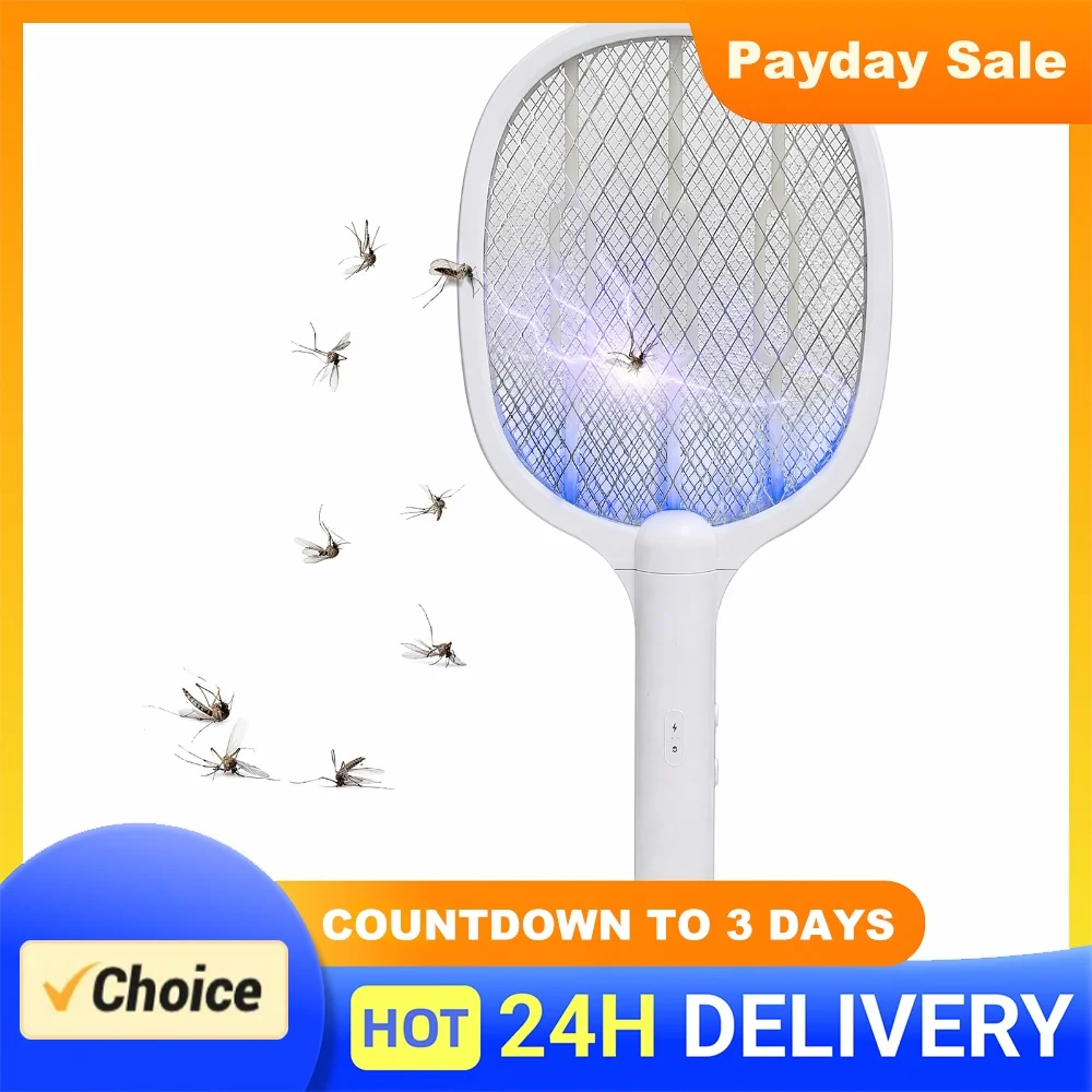 2 in 1 Zapper Racket Handheld Mosquito Swatter Safe Fly Killer and Mosquito Trap Lamp for Home Office Backyard Patio Camping