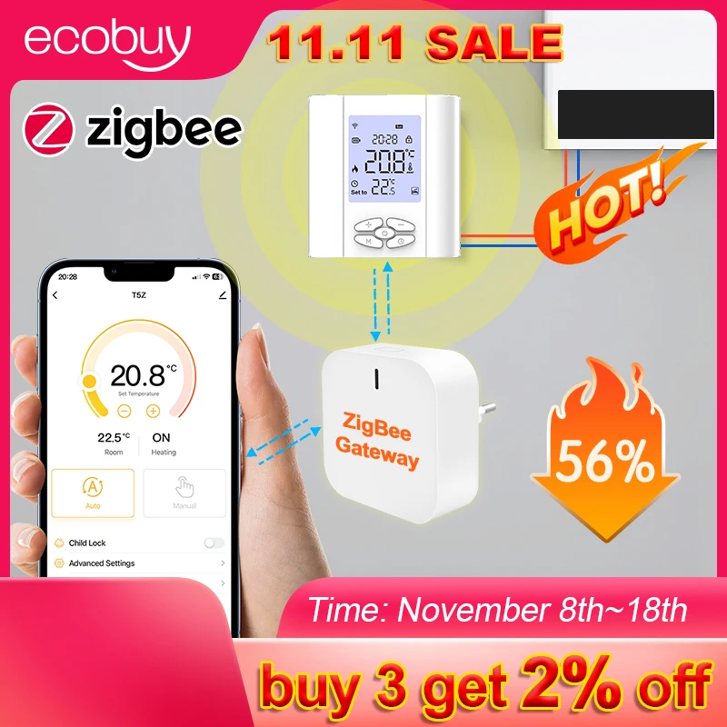 Tuya Smart  Zigbee Thermostat For Gas Boiler Battery Powered Thermostat BoilerTemperature Controller Google Home Alexa Alice