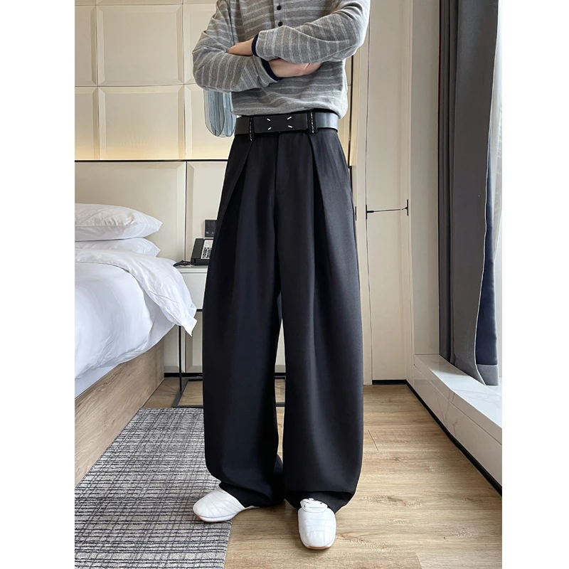 

Black Suit Pants Men Fashion Society Mens Dress Pants Korean Loose Wide Leg Pants Mens Office Formal Trousers Plus Size 4XL