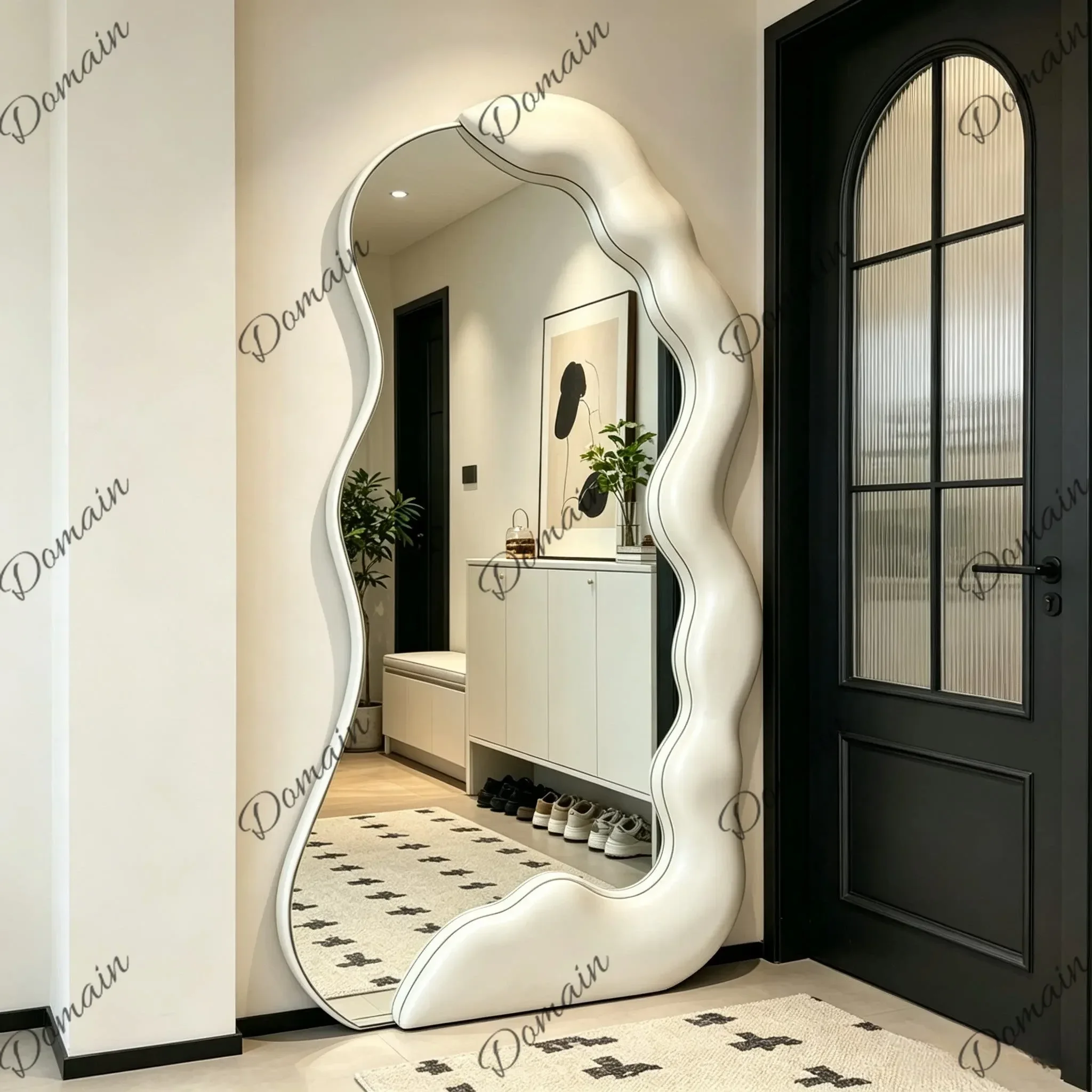 WA XX Advanced Special-shaped Floor-to-ceiling Wave Full-length Mirror Household Bedroom Irregular Fitting Mirror J
