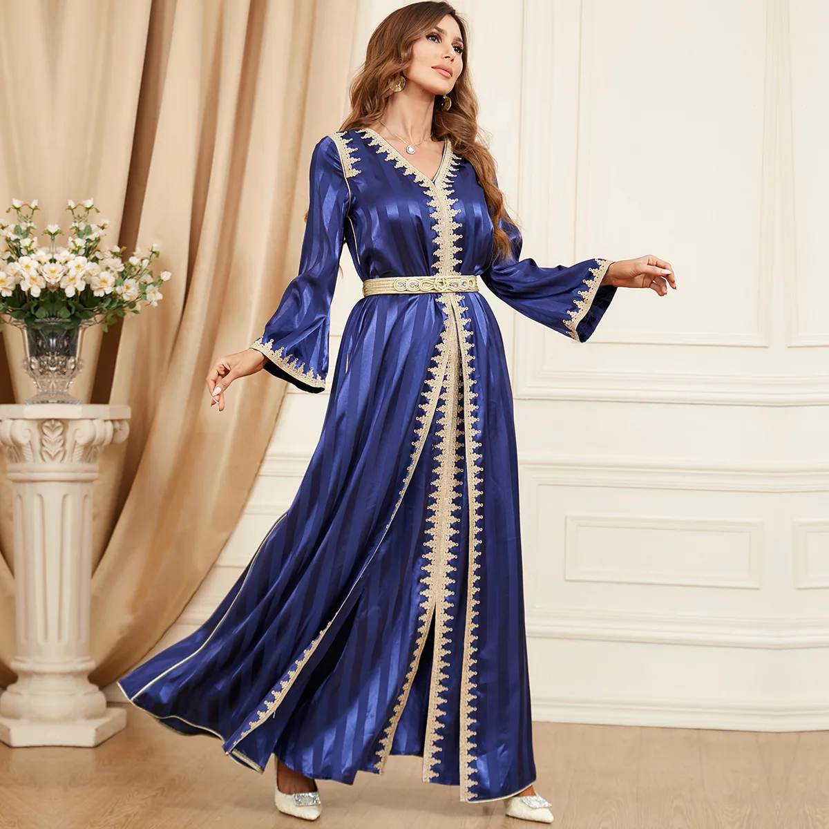 Party Festive Abaya Dress for Women Two piece set Luxury Diamond Middle East Muslim Arab Dubai Moroccan Jalabiya Caftan Ramadan