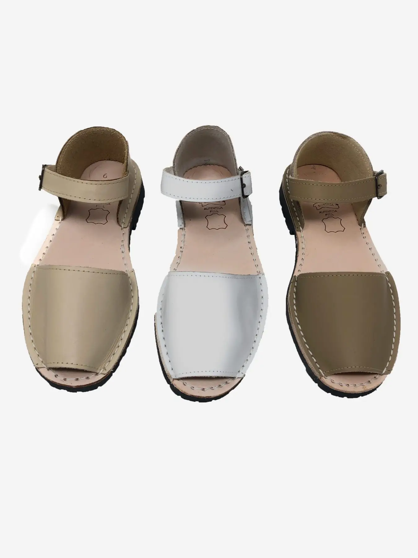 Menorca friarca Avarca sandal/legitimate leather/non-slip rubber sole/White/Beige/mole/sizes 35 to 41/Fabric...