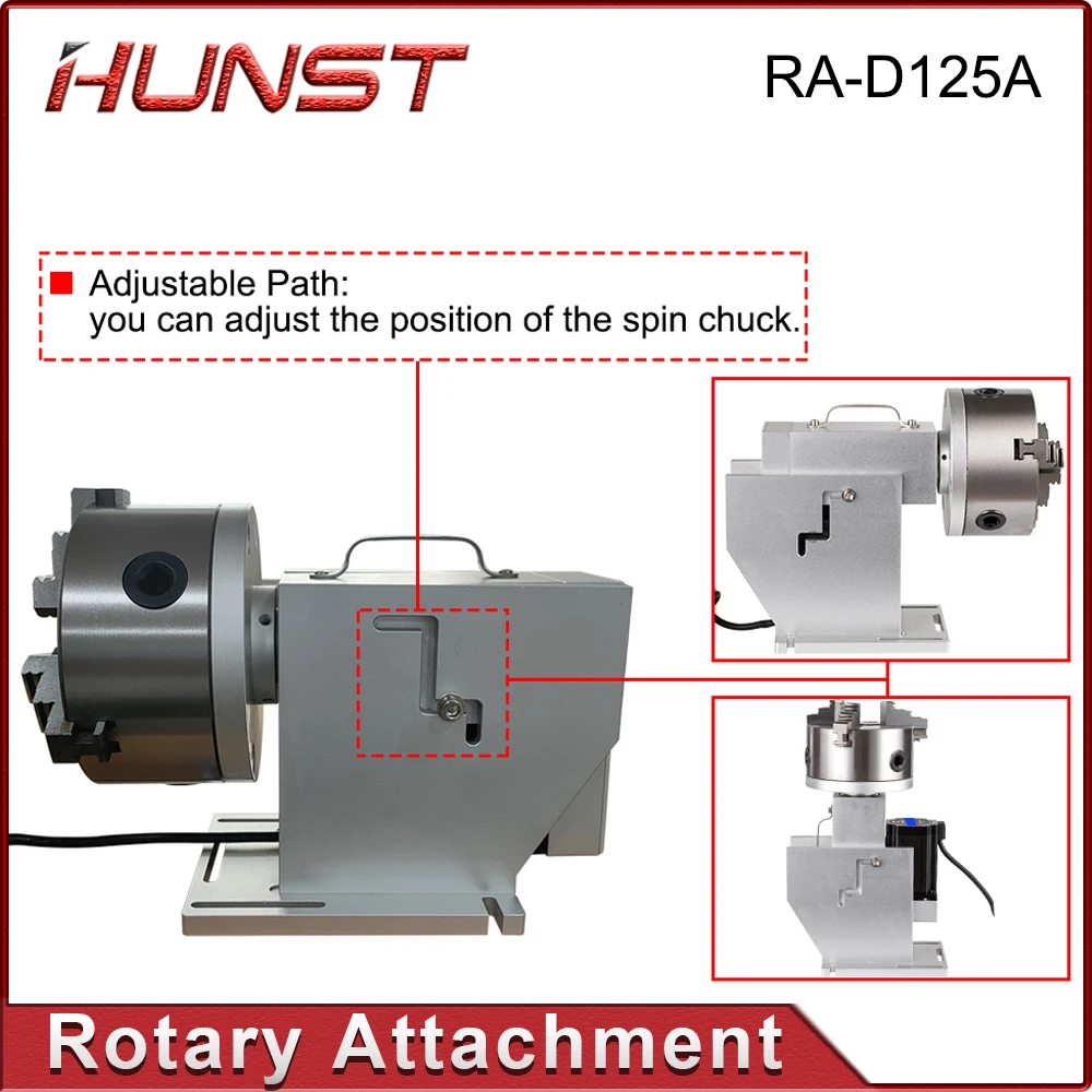 Hunst Rotary Worktable Chuck Diameter 125mm Rotary Attachment with Driver DM5042 for CO2 UV Fiber Laser Marking Machine