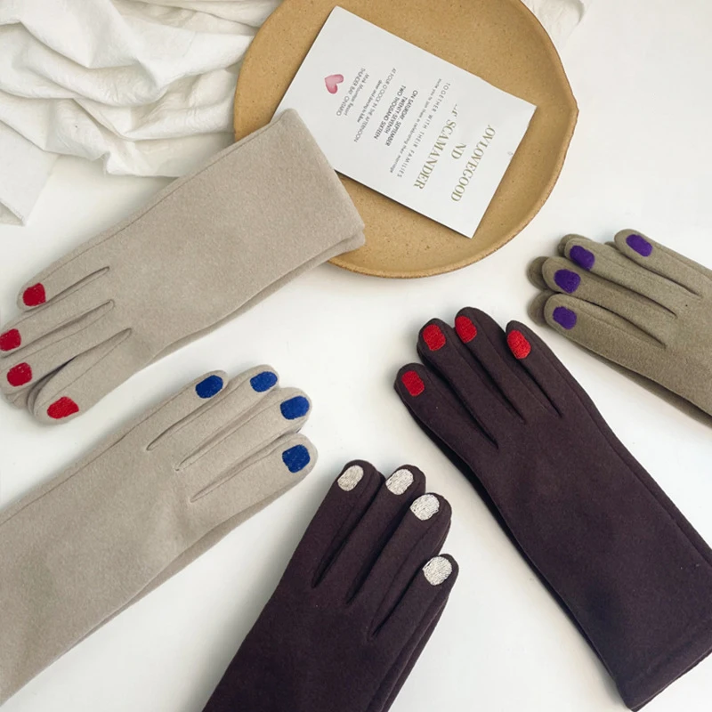 Modische Nagellack-Handschuhe Elegante Damen Winter Vintage Vollfinger-Handschuhe Dicke Touchscreen-fähige Warme Fäustlinge für Frauen – Detail 5