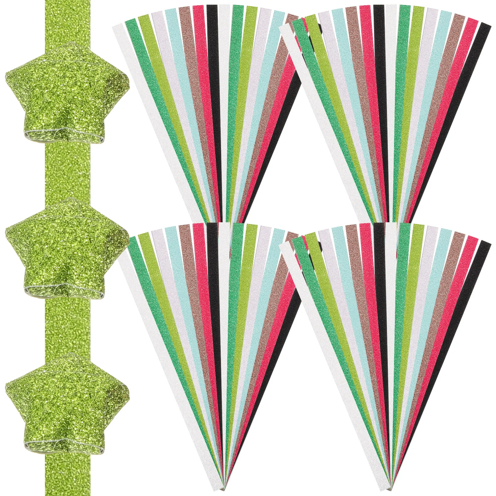 320 قطعة من ورق النجوم المتوهج بألوان قوس قزح أنماط DIY للحرف اليدوية والترفيه والعلاقة المضيئة على شكل نجمة