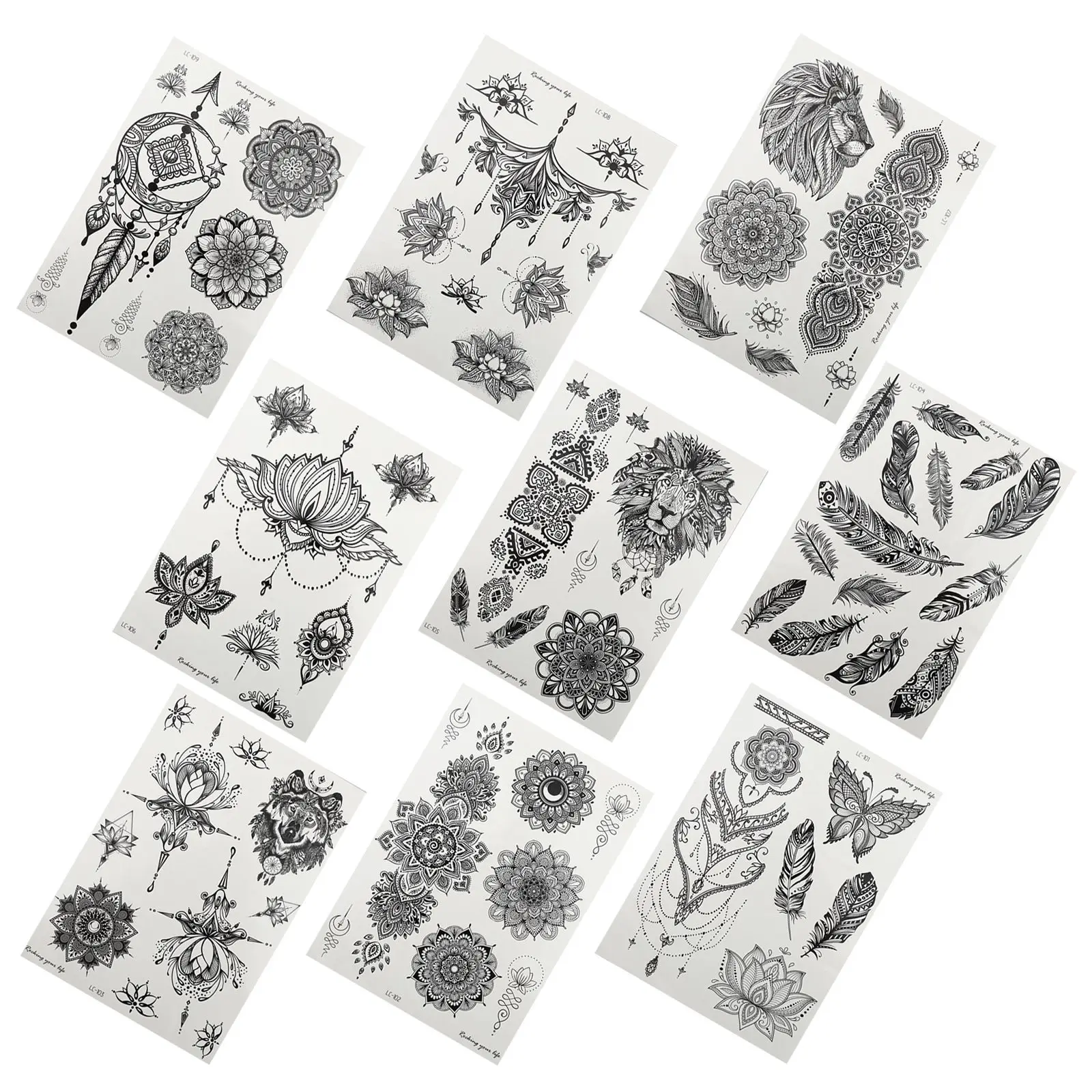 9-adesivos-decorativos-florais-para-tatuagem-facial-e-corporal-desenhos-de-mehendi-para-maos