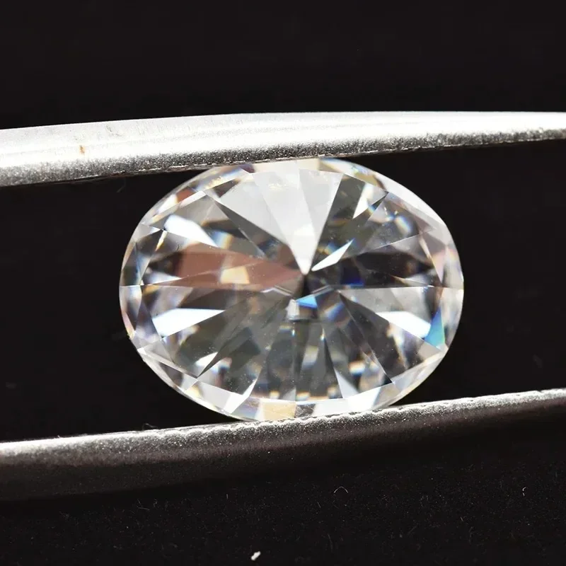 Moissanit-Stein, oval geschliffen, Farbe D, Reinheit VVS1, synthetische Edelsteine für die Herstellung von Schmuck im DIY-Stil, mit Zertifikat. – Detail 6