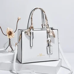 New Elegant Ladies Shoulder Messenger Bag Simple PU Lether Square Bags New Fashion Women Bags Large Capacity Silk Scarf Handbag