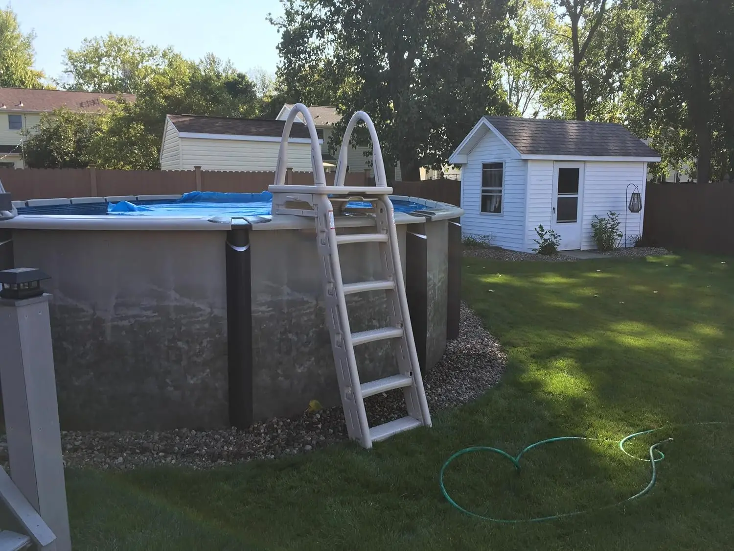 Confer Plastics 7200 Roll Guard 48" to 56" Adjustable A Frame Safety Ladder for Above Ground Outdoor Patio Swimming Pool image 4