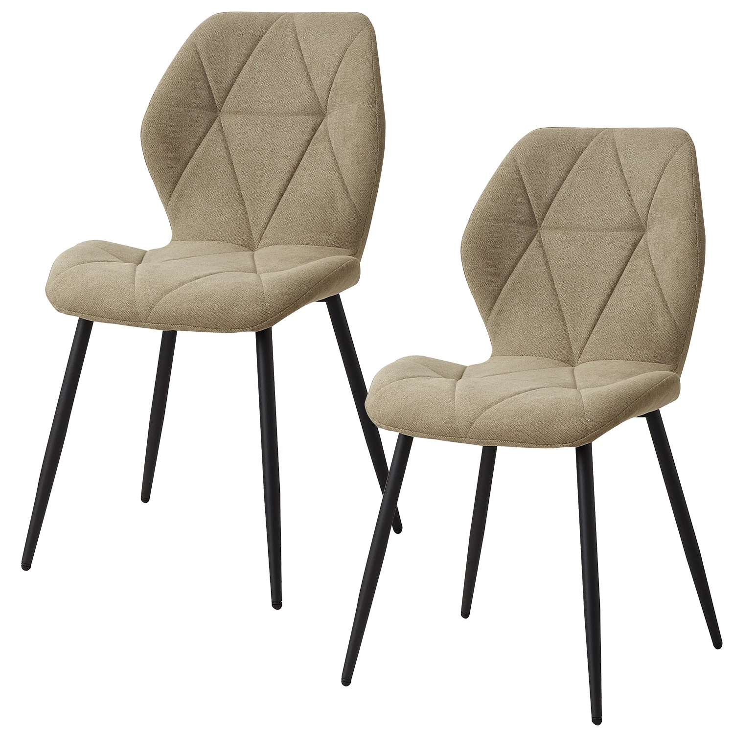 GrandCA HOME Set van 2/4/6 moderne eetkamerstoelen, gestoffeerd, gewatteerd linnen, minimalistische bureaustoelen voor keuken, eetkamer