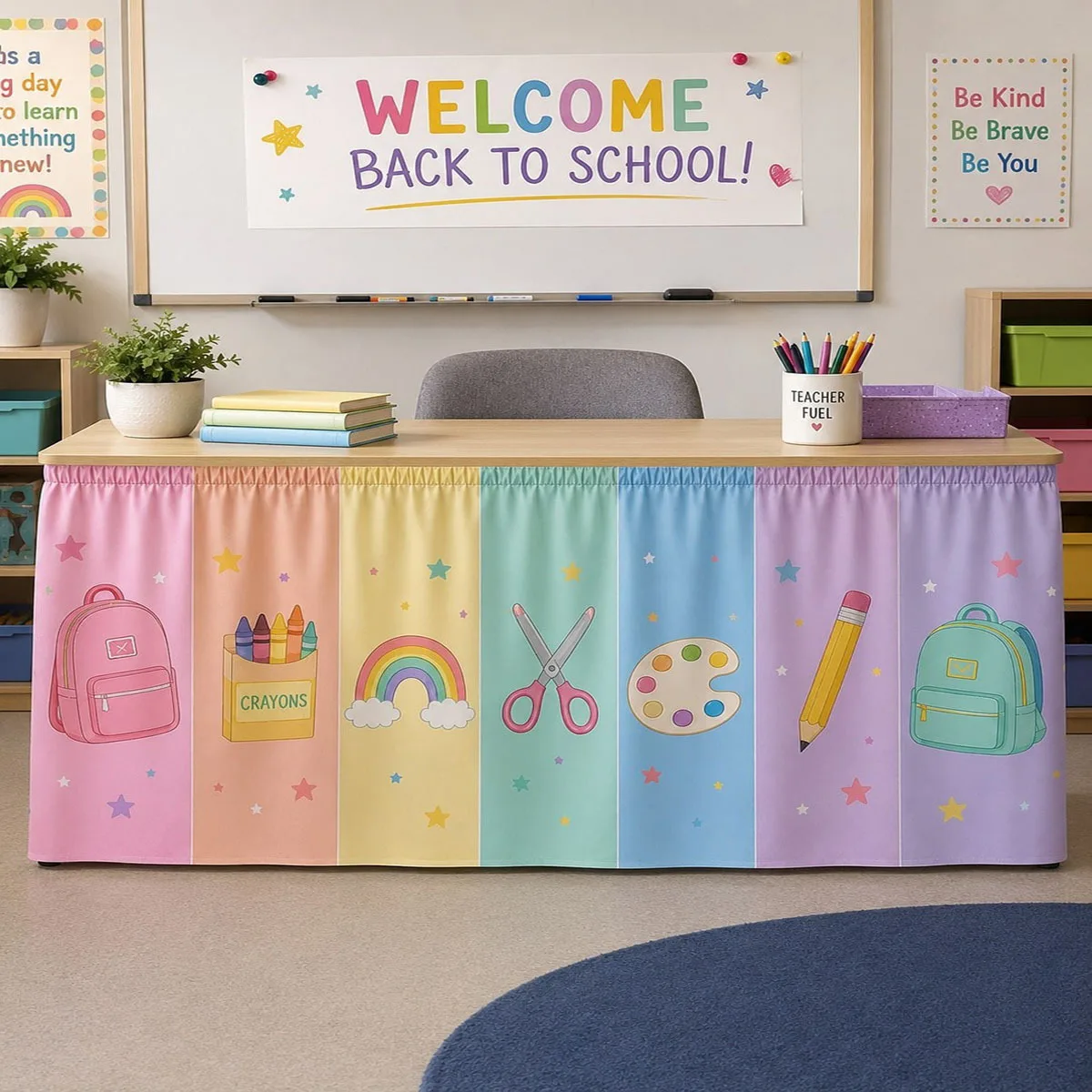 1PC Rainbow Stationery Long Table Skirt