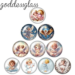 New Baby Angel Wings the Christian faith 10pcs mix 12mm/18mm/20mm/25mm Round photo glass cabochon demo flat back Making findings