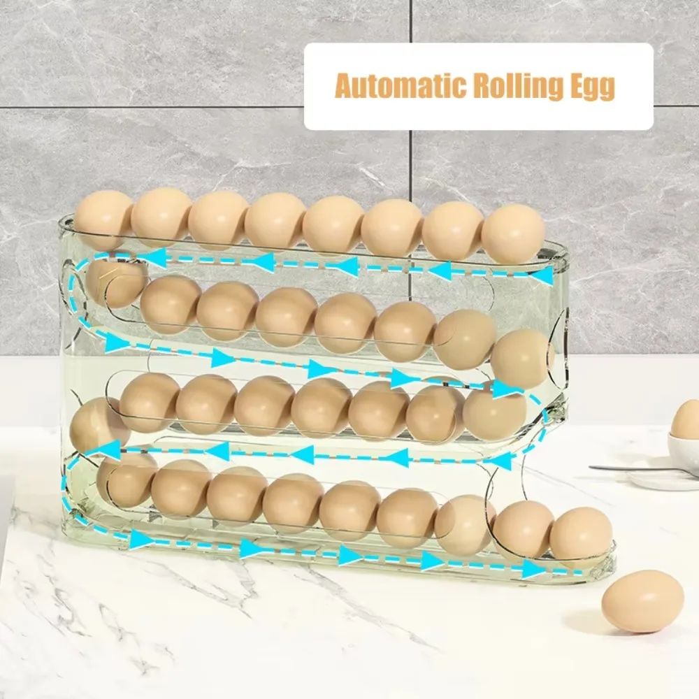 Transparent Egg Storage Box Refrigerator Side Door Large Capacity 4-layer Ladder Egg Box Space-saving Egg Holder Rack Kitchen