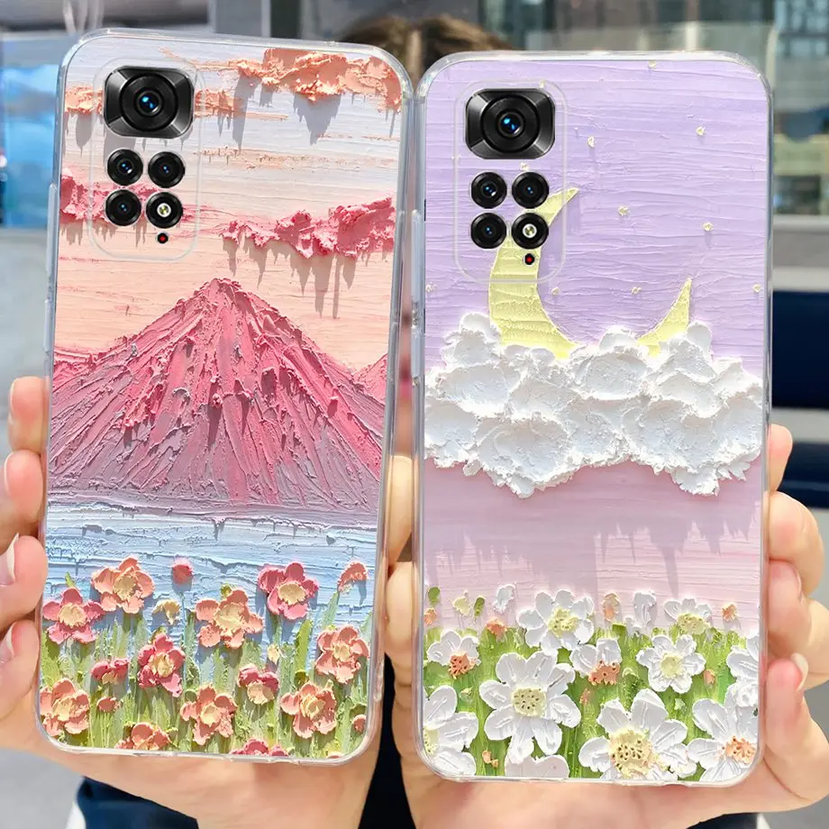 Capa de telefone feminina para Xiaomi Redmi Note 11 Pro, 4G, 5G, Redmi Note 11, 11S, 4G, Global, Fino, Silicone Bumper, Suave