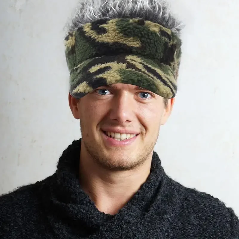 Cappello da baseball novità regolabile mimetico casual da uomo invernale Cappello decorativo antivento caldo con parrucche di capelli a spillo Cappelli Hip Ho
