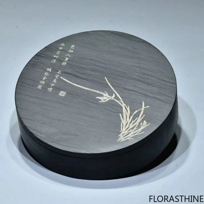 She Ink Slab with Lid Tai Chi Inkstone Water Grain Stone for Brush Calligraphy Writing Practice Painting Ink Grinding Stationery