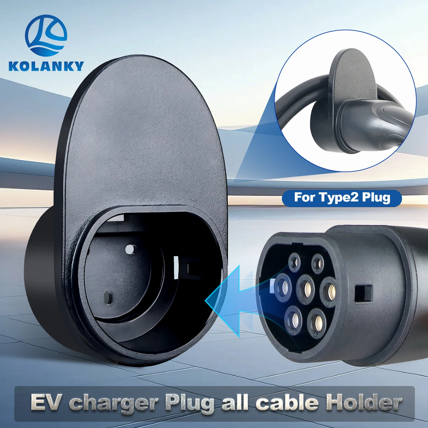

Держатель вилки зарядного устройства Kolanky EV для EU Type 2, разъем для зарядного кабеля электромобиля, защита вилки