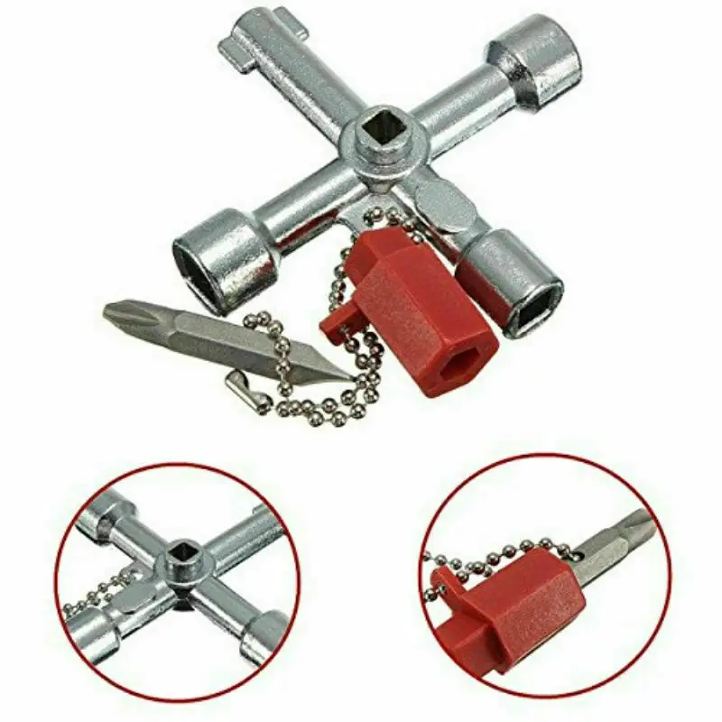 5 In 1  Universal Cross Square Triangle Train Electrical Cabinet Elevator Lift Key Wrench Spanner Drilling Hand Tools