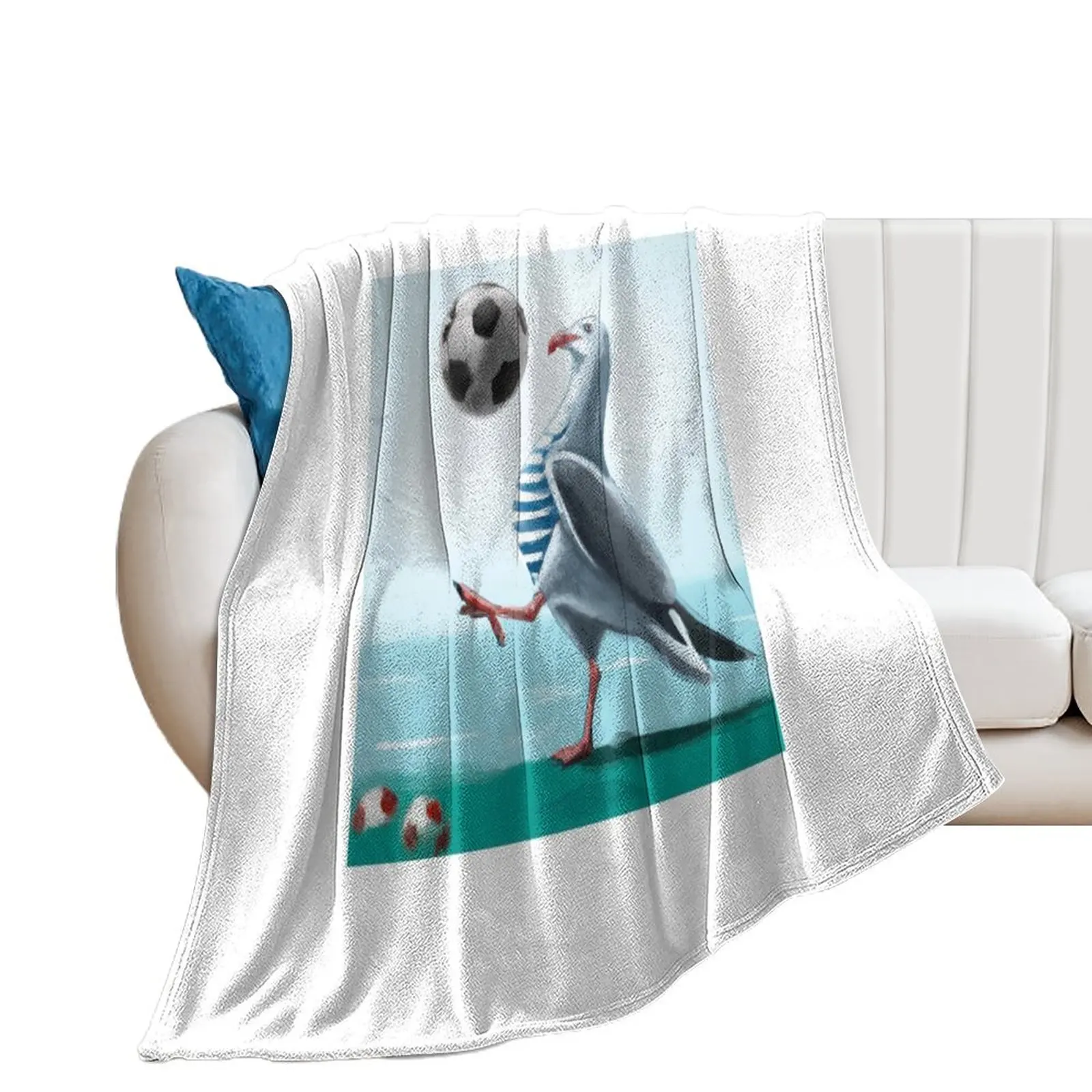 Seagull playing Football brighton Throw Blanket Hair For Baby Flannel Fabric Thermals For Travel Blankets