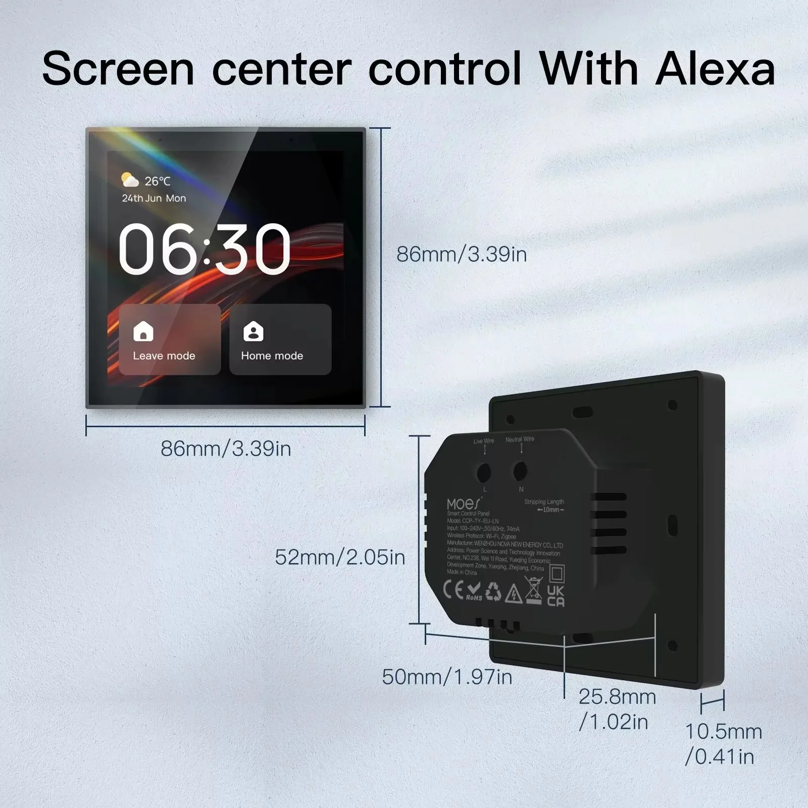 MOES Wifi Touch Center Bedieningspaneel Tuya Scherm Ingebouwde Alexa Spraakbesturing ZigBee Gateway Voor Slimme Scènes 4 Inch