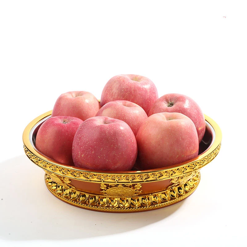 Buddhism Stainless Steel Resin Fruit Dish Auspicious Tibetan Sculpture Tribute Plate Buddhist Tray Desktop Home Gift Decorative
