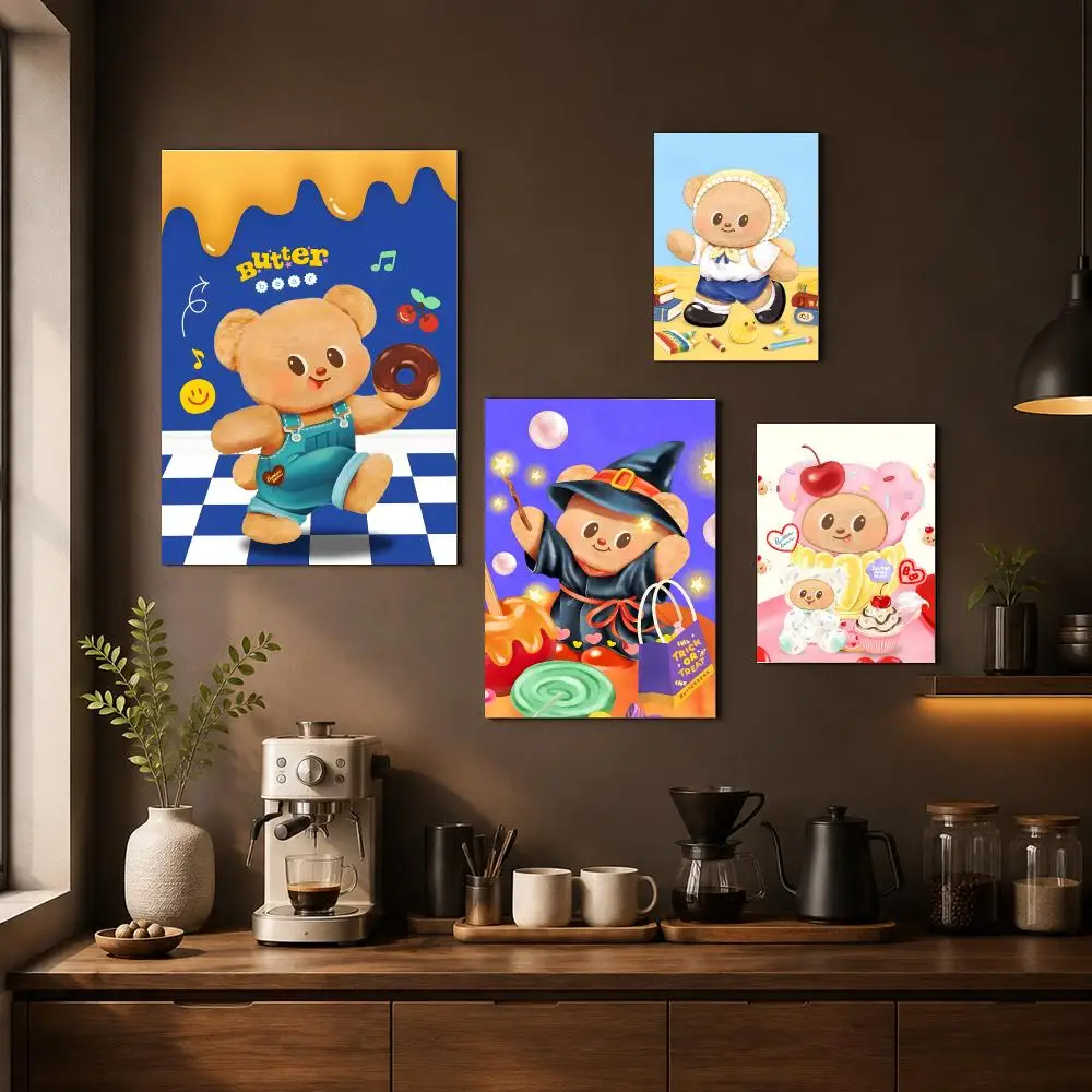 Butterbear Poster HD Art Sticker Self Adhesive For Playroom Bedroom Hallway Home Wall Art Decor Gift