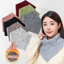 New Winter Warm Neck Warmers Knitted Cashmere Wollen Scarf Solid Color Thicken Fake Collar Triangle Scarf Windproof Neckerchief