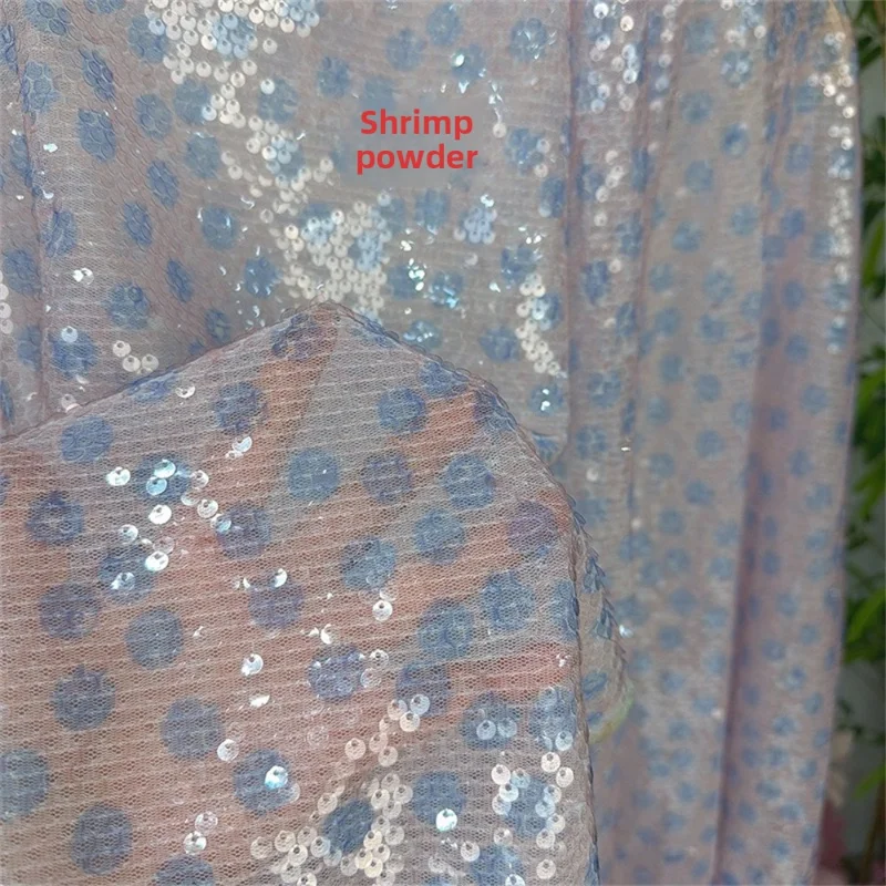 Sequin Embroidered Polka Dot Printed Tulle Fabric for DIY Sewing Handmade Wedding Dress Garment Accessories Clothing Cloth