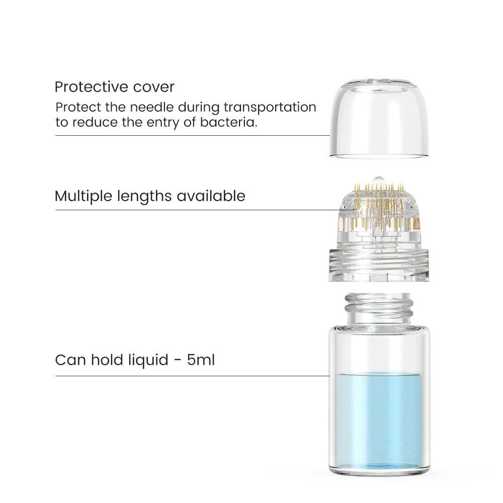 0.25mm Derma Cartridge Hydra 20Pin Micro Needle Tips Derma Needles Skin Care Bottle Stamp Serum Injection Reusable Microneedling