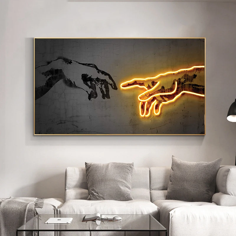 

Famous Painting God's Tentacle Canvas Posters and Prints Modern Neon Nffect Wall Art Pictures for Living Room Home Decoration