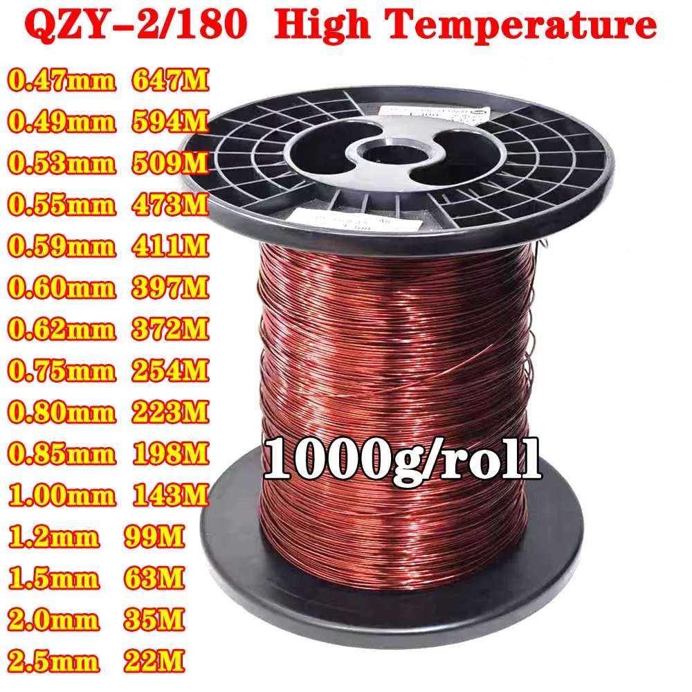 1kg High temperature Enamelled copper wire 0.47 0.49 0.53 2.5mm for Motor transformer water pump Magnetic Coil Winding QZY-2/180