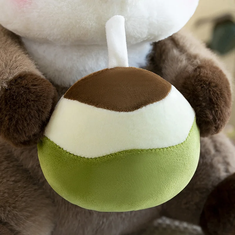 Kawaii Capybara fille boire du jus de noix de coco en peluche poupée en peluche mignon câlin bébé enfants anniversaire cadeau de noël pour les filles