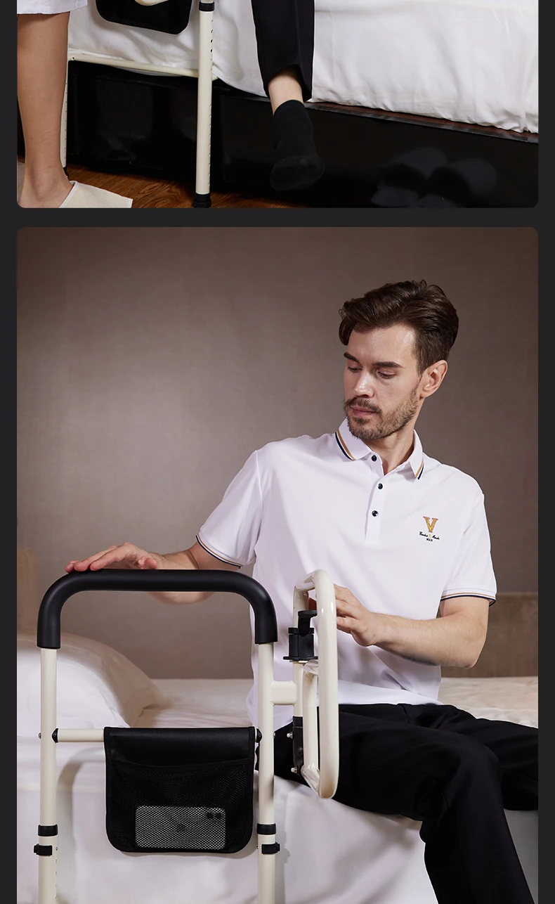 

‌Bedside Safety Rail - Adjustable Assist Bar for Elderly, Non-Slip Handle with Suction Cups, Pregnancy & Fall Prevention