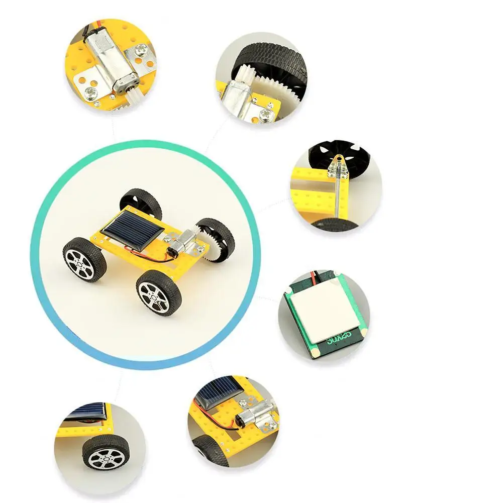 DIY Toys For Children 1 Set Mini Solar Powered Toy Car ABS Kit Child Educational Funny Gadget Science Experiment Toys