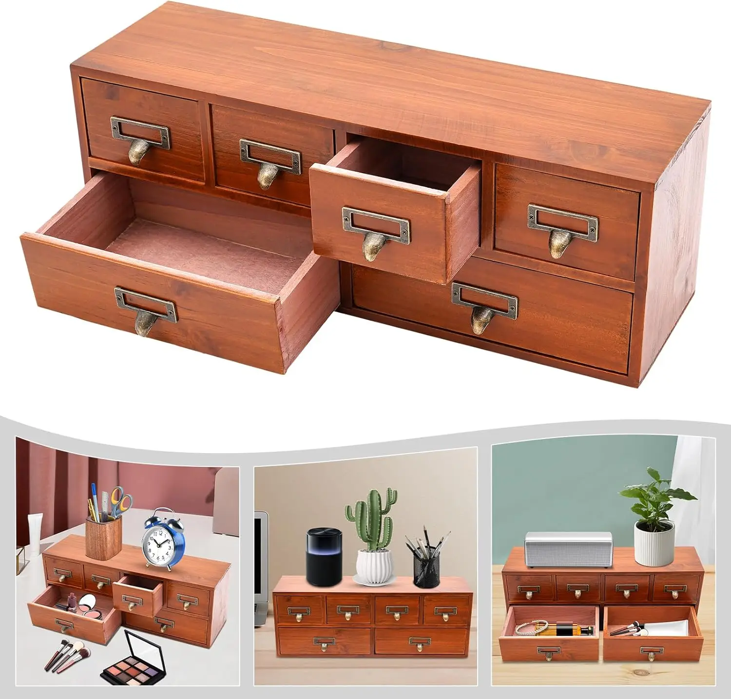 

6-Drawer Apothecary Cabinet Desktop Organizer - Rustic Storage Chest for Medicine, Jewelry, Tea Collection