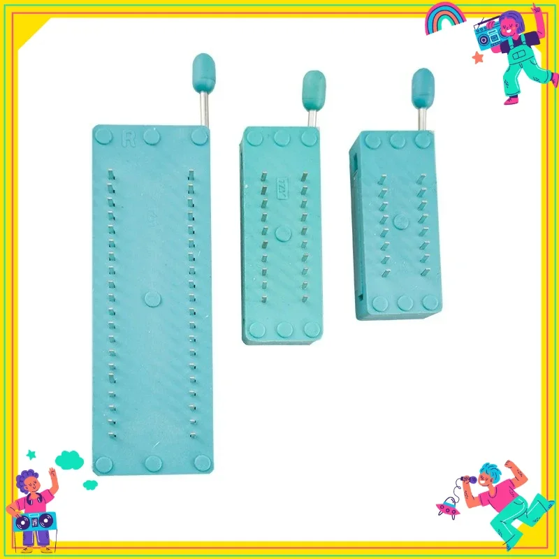 2PCSlot Green DIP Universal ZIF IC Socket 14-40 Pin 2.54mm Test Solder Type IC Lock Seat for Electronic Components